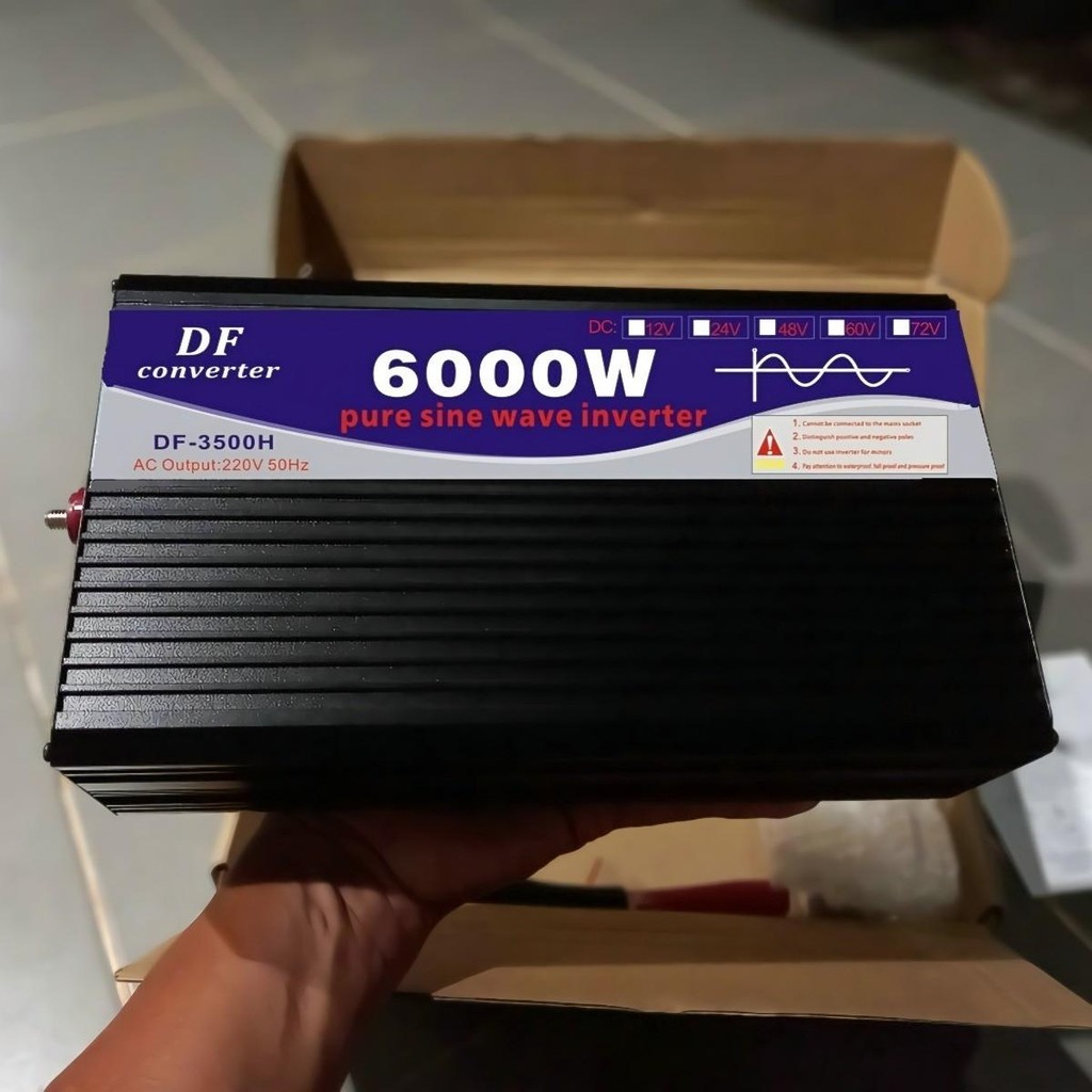 DF6000W อินเวอร์เตอร์12v 24v อินวอเตอร์ 7000w เพียวซายเวฟ แปลงไฟ 12v เป็น 220v inverter 12v to 220v 