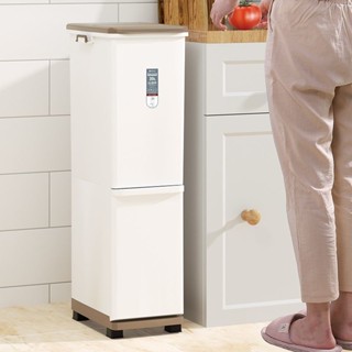 ถังขยะครัว 2ชั้นแยกแห้ง-เปียก [PRO]｜ดีไซน์ญี่ปุ่น+ฝาปิด磁性 วั…