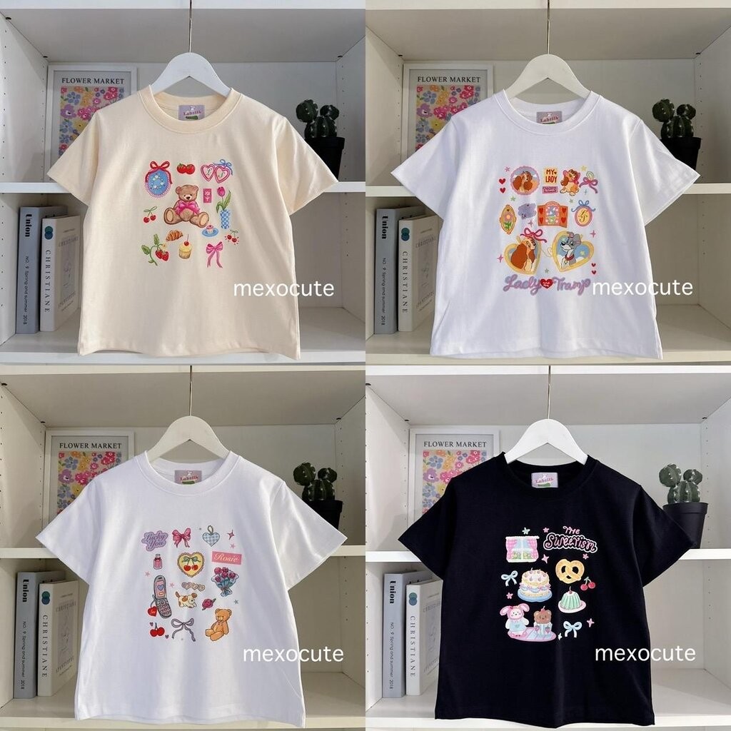 mexocute♡เสื้อยืดทรงพอดีตัว baby tee (อก34-36”ยาว19”) lab
