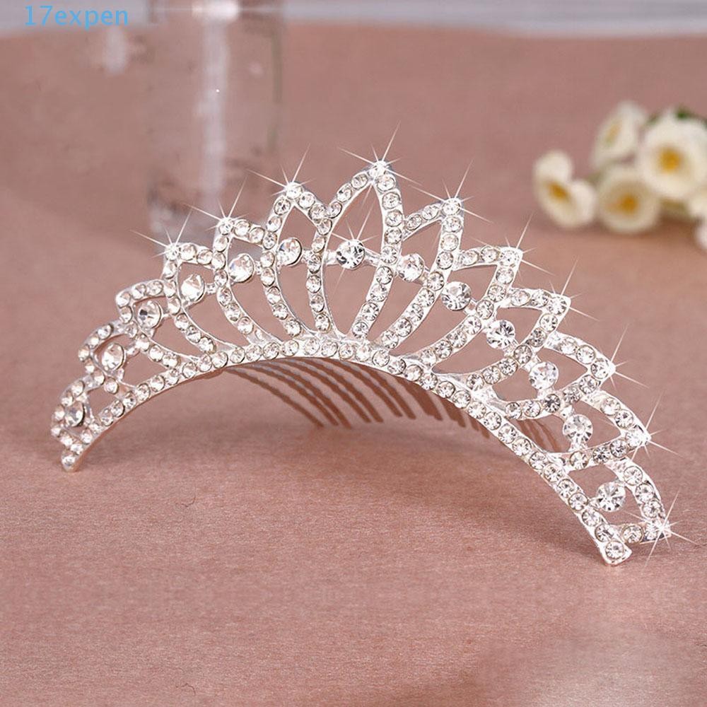 Expen เครื่องประดับงานแต่งงานสไตล์ Chic แถบคาดศีรษะหวีผม Tiara Crown จัดแต่งทรงผมหวานอุปกรณ์เสริม