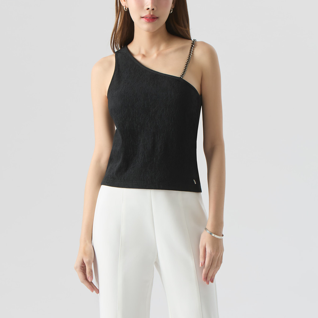 ffashion เสื้อสายเดี่ยว-แทงก์ท็อปพร้อมโซ่สีกราไฟต์ I Camisole Tanktop with Gunmetal Chain I 06505