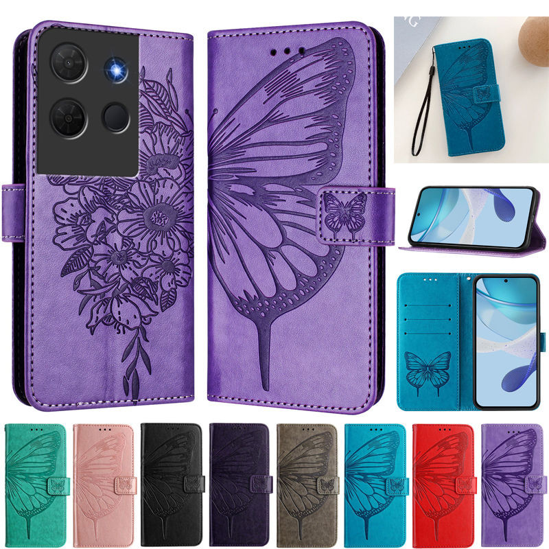 Tcl 503 T442M T442A T442J สําหรับ TCL 503 501 502 505 เคสโทรศัพท์ขาตั้งกระเป๋าสตางค์แฟชั่นผีเสื้อหนั