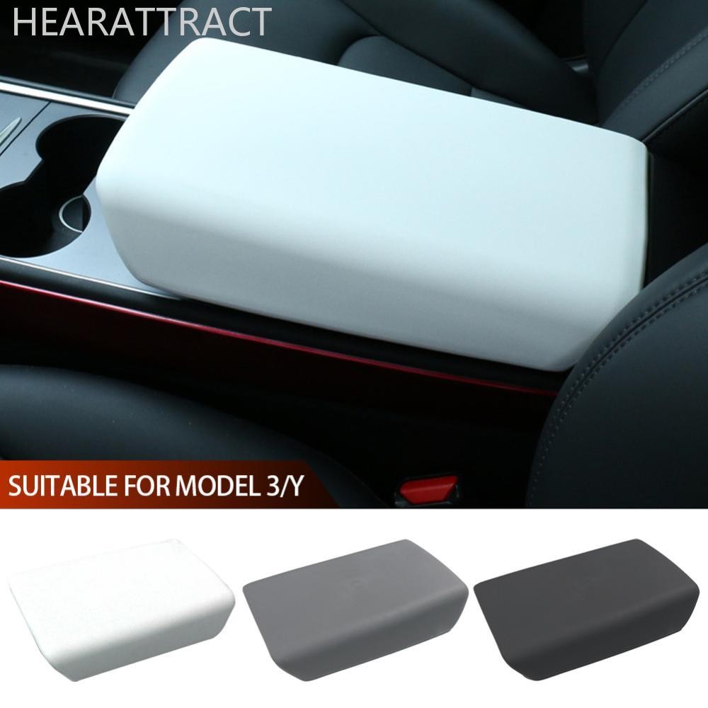 Hearattract ภายในรถ Armrest Protector กล่องคอนโซลกลางแผง Pad สีขาวนุ่ม TPE สําหรับ Tesla รุ่น 3 Y 20