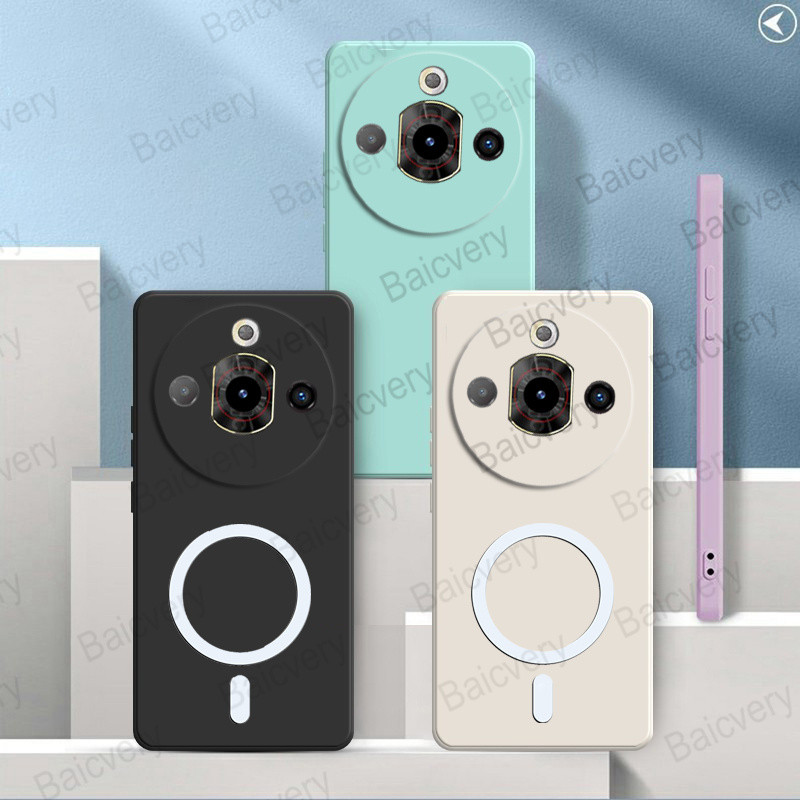 ปลอกสําหรับ ZTE Nubia Focus Pro 5G Z2351N ฝาครอบเคลือบสีสันสดใสพร้อมสติกเกอร์แม่เหล็ก