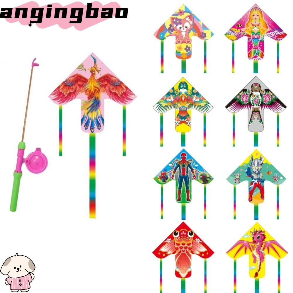 Angingbao เบ็ดตกปลา Kite, Spiderman อะนิเมะรูปการ์ตูนสามเหลี่ยม Kites, แบบไดนามิก 30 เมตร Kite Line พลาสติก Flying Bird Kites ปีของขวัญ