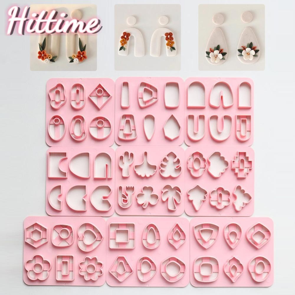 Hittime 6 ประเภท/ชุด Mini Clay Cutter หลายเรขาคณิตแม่พิมพ์พลาสติก DIY Soft Clay ไม่สม่ําเสมอเซรามิคต่างหูแม่พิมพ์ Handmade เครื่องประดับทําเครื่องมือ V6X9
