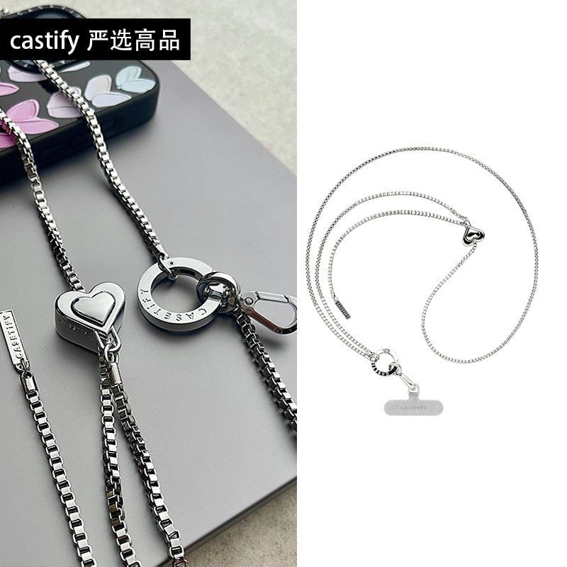 [พีดีเอ็ม] Casetify ห่วงโซ่โทรศัพท์มือถือโลหะรักโซ่ข้ามร่างกายสายเชือกทอหน้ายิ้มผีเสื้อเชือกเส้นเล็กแขวนคอโซ่ยาวคนดังสไตล์เดียวกัน