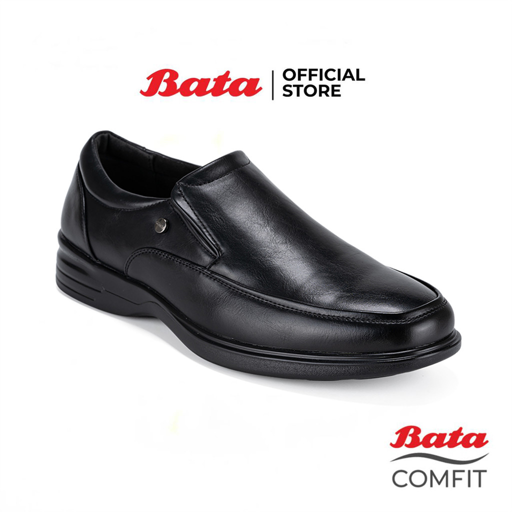 Bata บาจา Comfit รองเท้าคัทชูแบบสวม ทางการ สวมใส่ง่าย สำหรับผู้ชาย รุ่น ARROW สีน้ำตาล 8014128 สีดำ 8016128