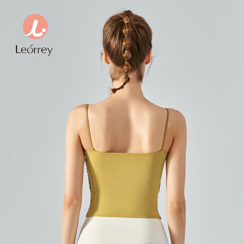 Leorrey-มีแผ่นรองหน้าอกเสื้อกั๊กโยคะกันกระแทกวิ่งชุดชั้นในกีฬาฟิตเนสเสื้อสายเดี่ยวใส่ด้านนอก
