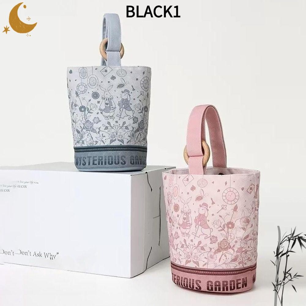 Black1 กระเป ๋ าวินเทจพร ้ อมแหวนผ ้ าใบใต ้ วงแขน 2024 กระต ่ ายพิมพ ์ กระเป ๋ าถังความจุขนาดใหญ ่