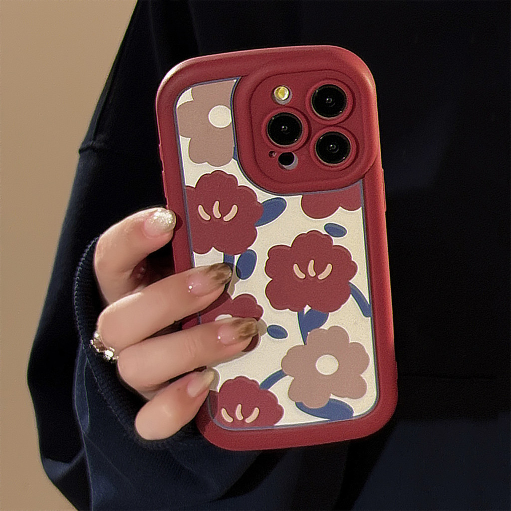 เคสนิ่มฟองดอกไม้ใหญ่เรียบง่ายสําหรับเคส iphone 11 12 13 14 15 16 pro max plus