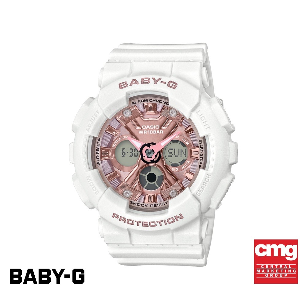 CASIO นาฬิกาข้อมือผู้หญิง BABY-G รุ่น BA-130-7A1DR วัสดุเรซิ่น สีขาว