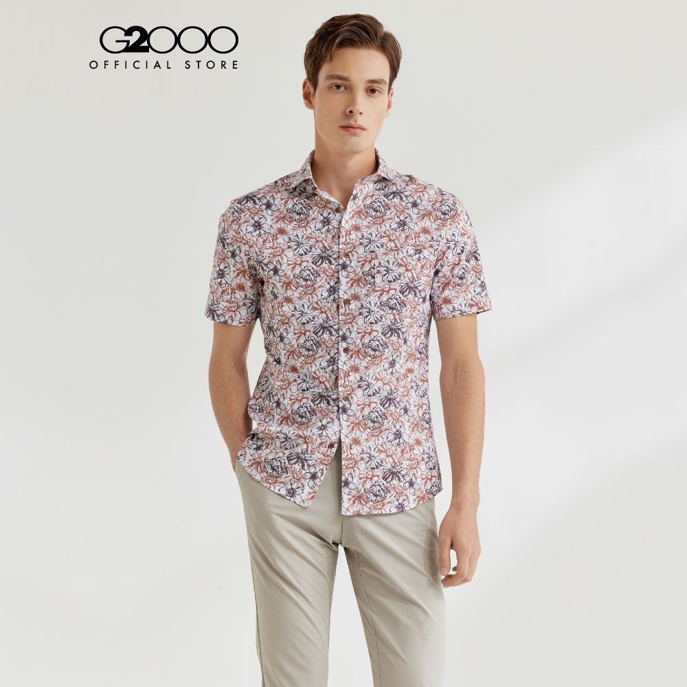 G2000 เสื้อเชิ้ตแขนสั้นลำลองสำหรับผู้ชาย ทรง Smart Fit รุ่น 4113974234 BROWN