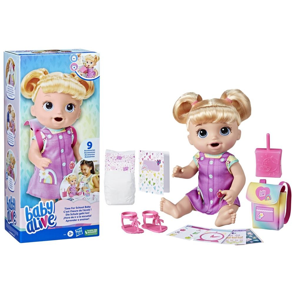 BABY ALIVE TIME FOR SCHOOL BABY ของเล่น ตุ๊กตา เบบี้ อไลฟ์ ตุ๊กตาเด็กเสมือนจริง