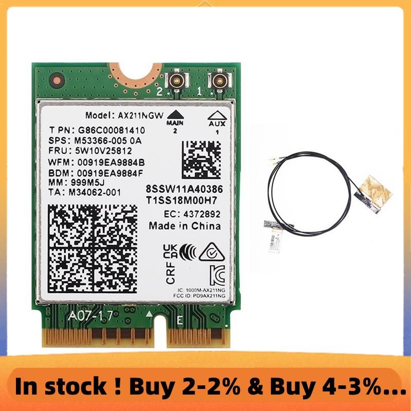 Wifi 6E AX211NGW Tri Band 2.4G/5G/6Ghz เครือข่ายไร้สาย Wifi การ์ดสําหรับบลูทูธ 5.2 AX211 M.2 CNVio W