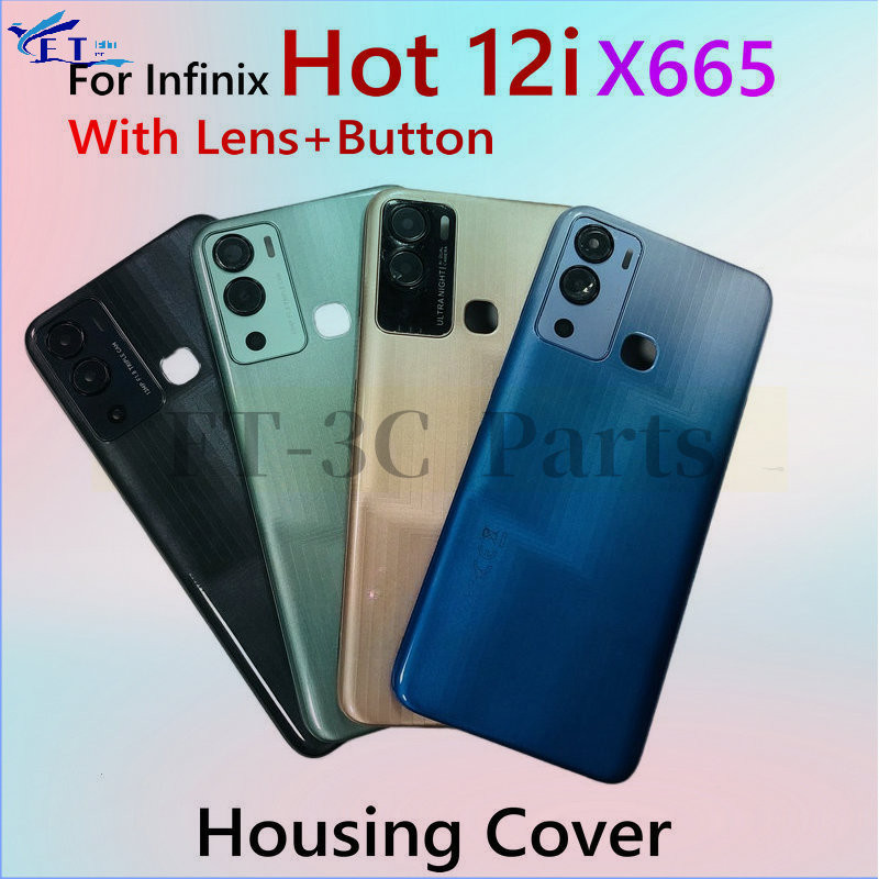 สําหรับ Infinix Hot 12i X665 X665B X665C ฝาหลังด้านหลังประตูด้านหลังกรณีเลนส์กล้องแก้วอะไหล่