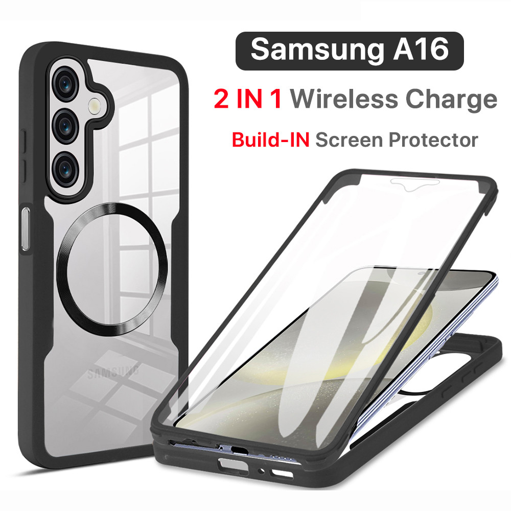 [2 In 1] แม่เหล็ก เคส Samsung A16 A26 A35 A56 5G 4G LTE ตัวป้องกันหน้าจอในตัว กันกระแทก ใส ป้องกันรอ