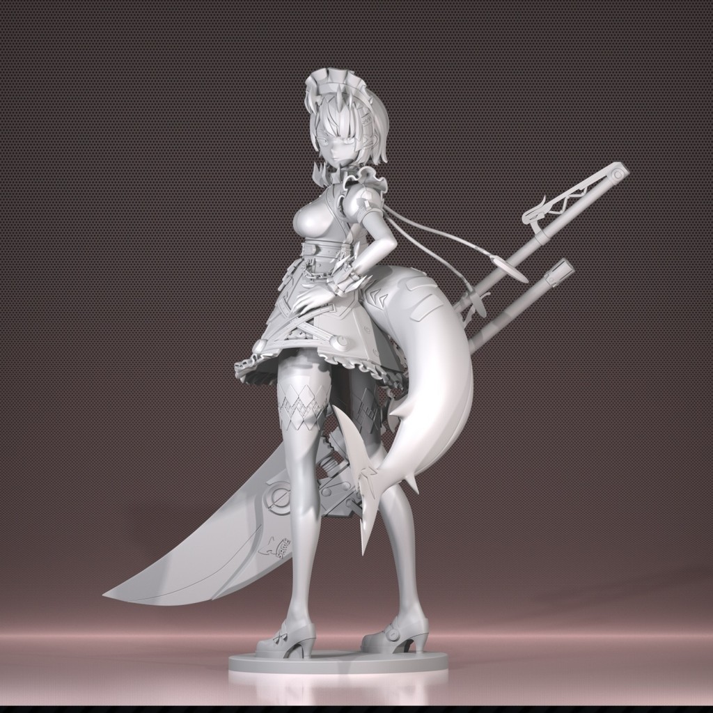 Ailian Qiao Jue District Zero Shark Girl GK White Model Handmovel 3D Print Decoration 8k1l