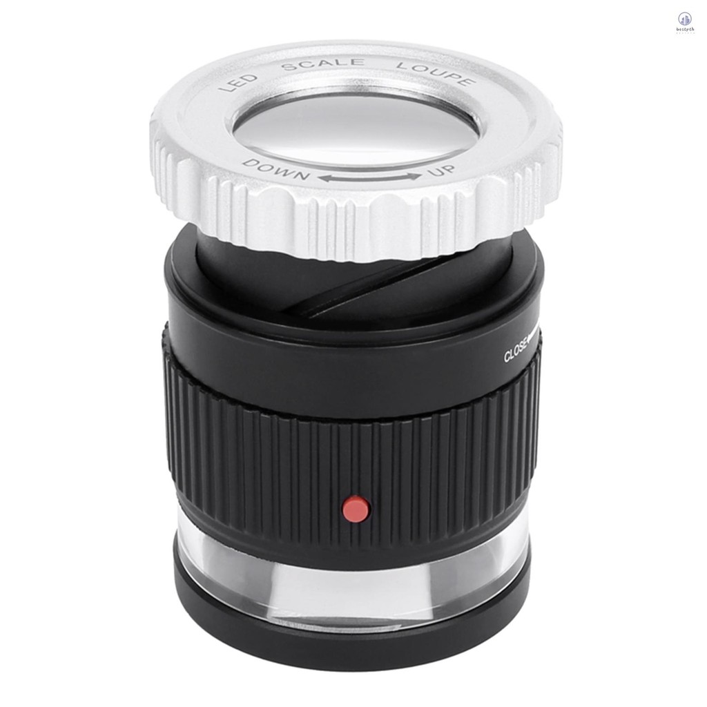 Led Scale Loupe 30X แว่นขยายขยายแบบปรับได้โลหะกระบอกประเภทกระจกพร้อมขนาดขนาดเล็กกระจกอ่านหนังสือเครื่องประดับแว่นขยาย 3 ไฟ LED 3 ไฟ UV สีดํา