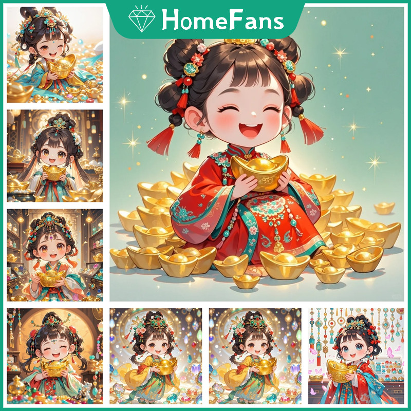 HFGold Ingot สาว 5D DIY เพชรจิตรกรรมชุด Cosmic Cross เพชรเย็บปักถักร้อยภาพวาด Rhinestone โมเสคเพชร Art Home Decor ภาพวาด