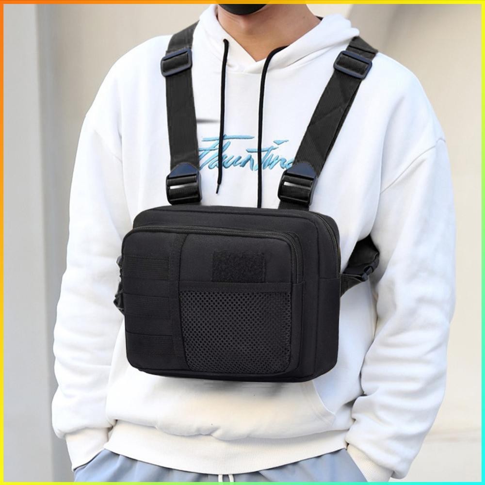 รถมอเตอร์ไซค์รถยนต์★ Chest Rig Packs Fashion Punck Chest Bag Oxford Multifunctional for Hiking Sports