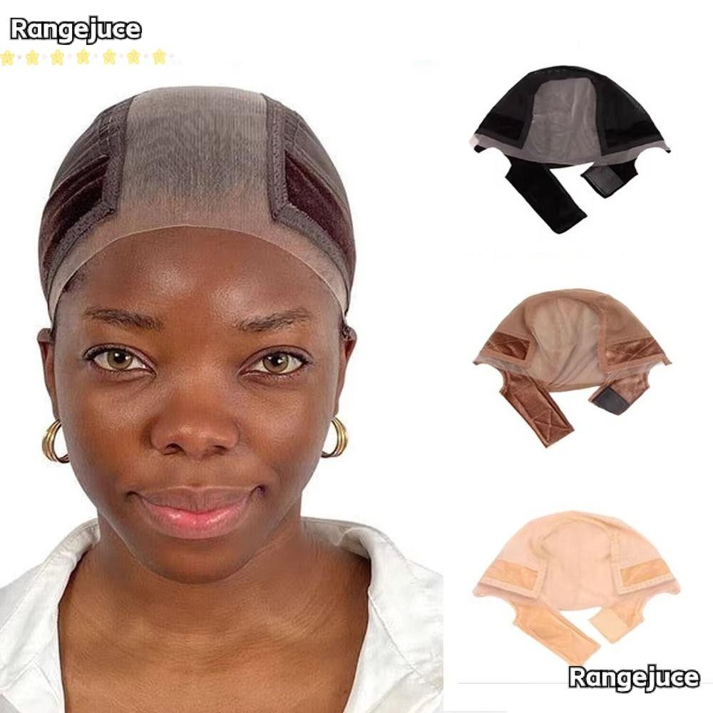 Rangejuce ที่วางวิกผม, พร้อมแถบจับ U Part Ventilating หมวกวิกผม, กันลื่นยืดหยุ่น 4*5 ลูกไม้โปร่งใสหมวกวิกผมวิกผมไร้กาว