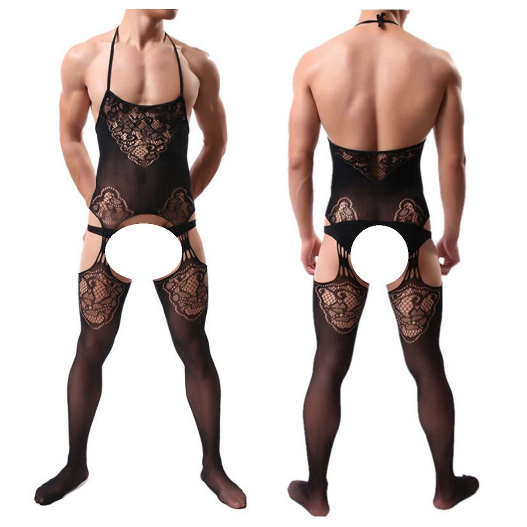 BBOYMMYOBB ผู้ชาย ทั้งหมด Fishnet ถุงเท้าร่างกาย ชุดชั้นใน กางเกย์ ความสุข Crossdress ชุด