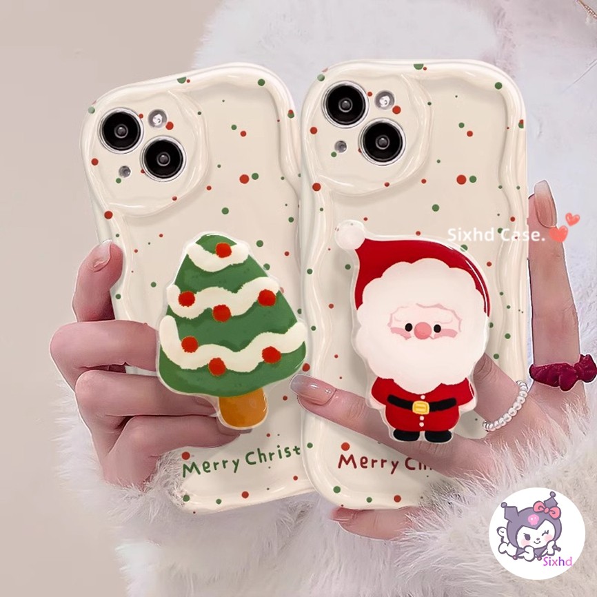 SAMSUNG สําหรับsamsung S24 Ultra S23 Ultra S24 Plus S23FE S21FE S23 Plus S22 Ultra S22 Plus S21 Ultra S21 Plus A55 A54 A53 A34 Insคริสต์มาสโทรศัพท์กรณีSanta Clausผู้ถือนุ่ม