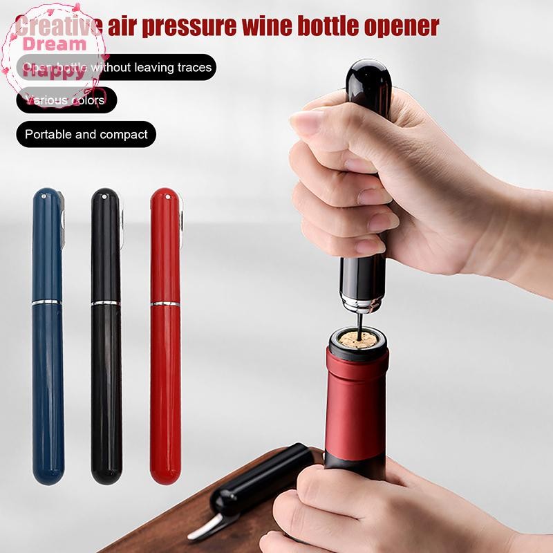 Dreamhappy แบบพกพามือถือความดันอากาศ Corkscrew Easy-Open Air ปั๊มไวน์เปิด Cork Remover สแตนเลส Cork Remover เครื่องมือบาร์ TH
