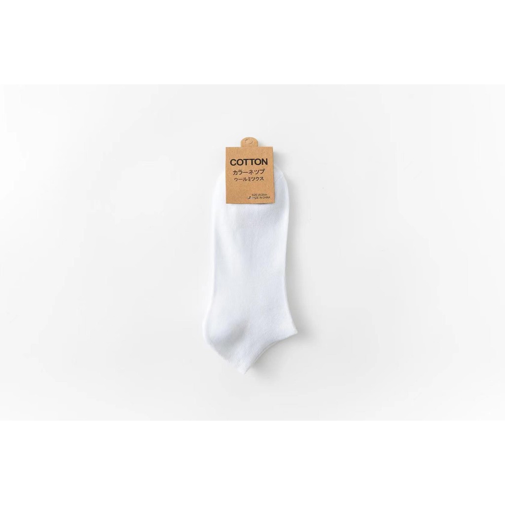 10 คู่ถุงเท้าผ้าฝ้ายสีทึบ หลอดสั้น ถุงเท้าลําลองผู้ชาย