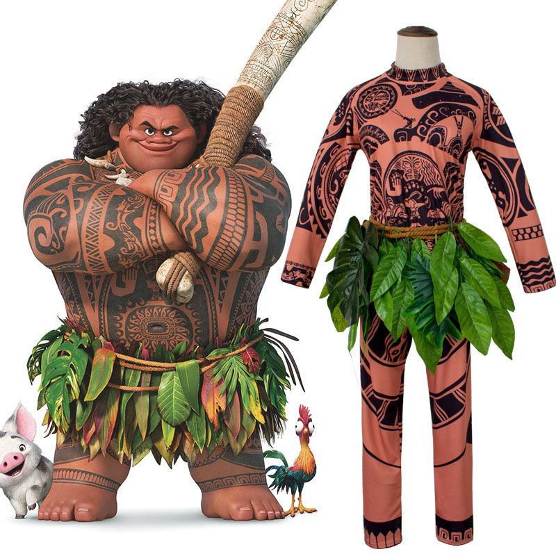 Moana Maui เครื่องแต่งกายชุด Tattoo T เสื้อกางเกงเครื่องแต่งกายคอสเพลย์ชุดผู้ใหญ่เด็กฮาโลวีน