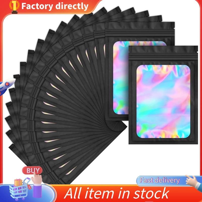 100 แพ็ค Mylar Bags Holographic Smell Proof ถุงบรรจุภัณฑ์สําหรับ Bussness Resealable Pouch (3X5 นิ้ว