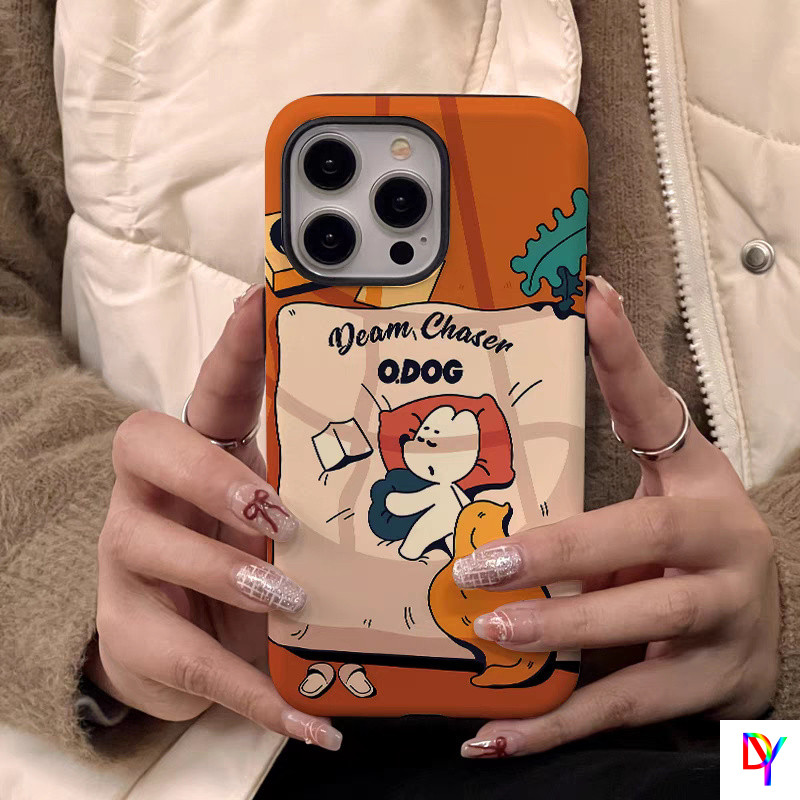 สําหรับ iPhone15/16/17Promax Feilin 2-in-1 เคสโทรศัพท์น่ารัก sleep Snoopy กรณี 12/13/14pro ขั้นสูง Double-Layer แฟชั่น 11/12 7/8Plus กรณี