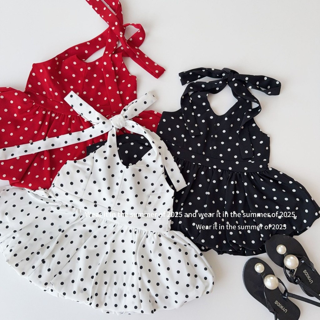 Girls Bud Fluffy Ruffled Polka Dot Camisole เสื้อแขนกุดด้านบน