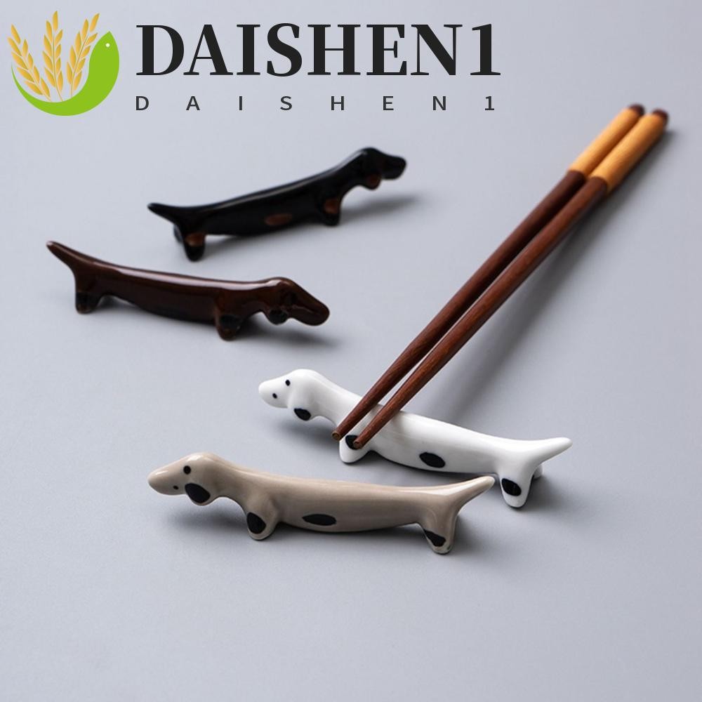 DAISHEN1 ที่วางตะเกียบตกแต่งบ้านร้านอาหารเซรามิค Dachshund ลูกสุนัขรูปขาตั้งอาหารเย็นที่หรูหรา
