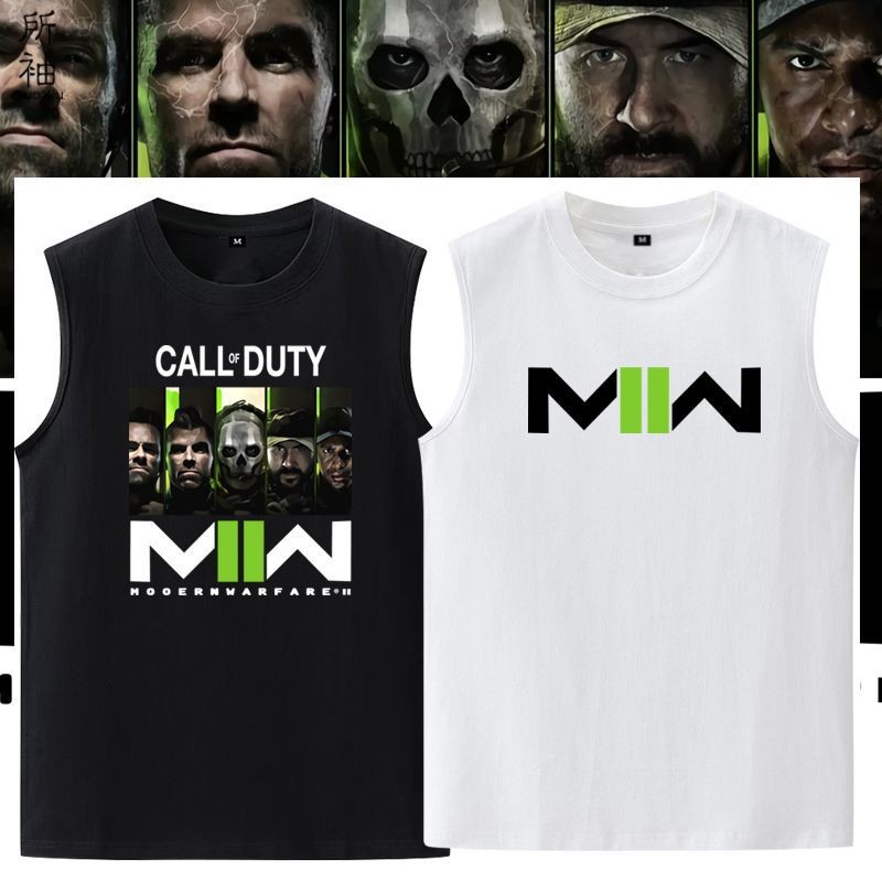 Call Of Duty Task Force 141 เสื้อยืดแขนกุดผู้ชายเสื้อกล้ามเกมผ้าฝ้ายแท้ ﻿ผ้า