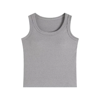 เสื้อกล้ามมีบราในตัว เสื้อกล้ามลำลอง เบสิก สีพื้นเปิดไหล่ สำหรับสตรี นุ่มและใส่สบาย