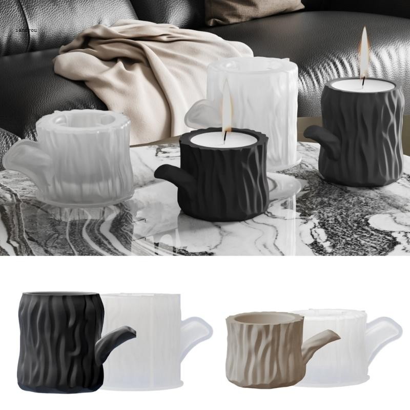 Iny ซิลิโคนต้นไม้ Stump รูปแม่พิมพ์ถ้วย Mould ปูนปลาสเตอร์ Succulent Planter Molds