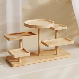 ชั้นวางเค้กแบบหลายชั้นสำหรับวางน้ำหอมไม้เนื้อแข็ง ชั้นวางเค้…