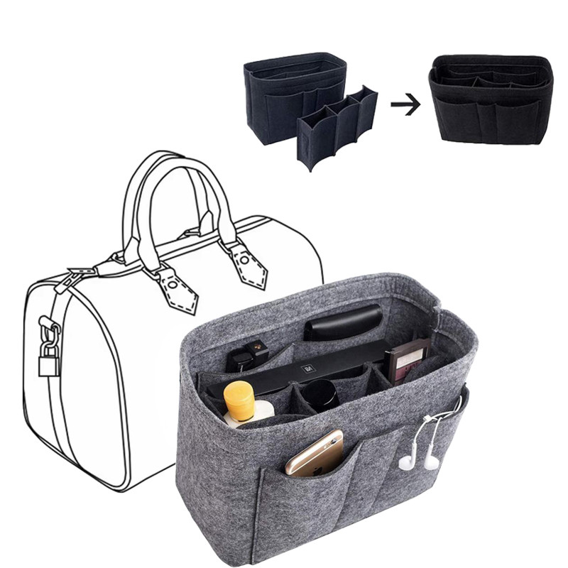 Felt ใส่กระเป๋าออแกไนเซอร์สําหรับ Speedy กระเป๋าถือกระเป๋าด้านในแต่งหน้ากระเป๋าเดินทางที่เก็บ Tote กระเป๋าอุปกรณ์เสริม