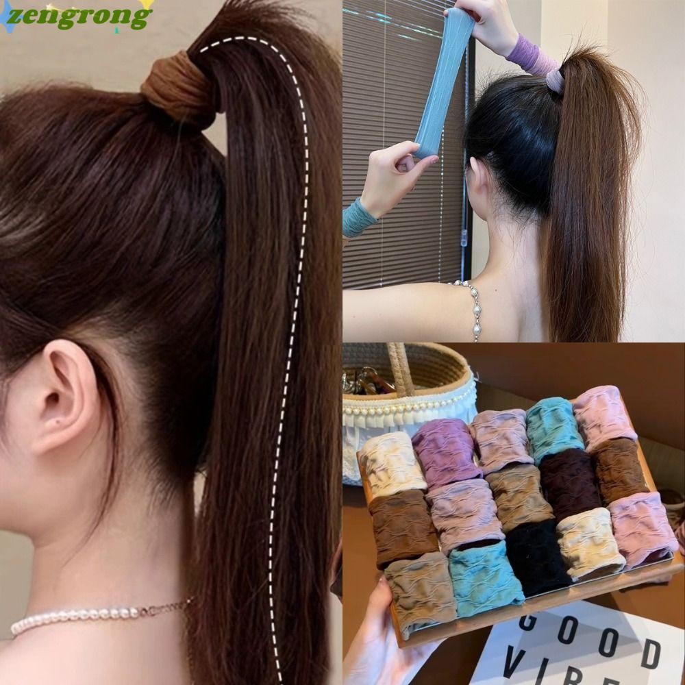 ZENGRONG 5 ชิ้น/เซ็ตยางรัดผมเชือก,ยืดหยุ่นกว้างขึ้นหางม้าถือ,ที่มีสีสัน Thicken Scrunchies Girls