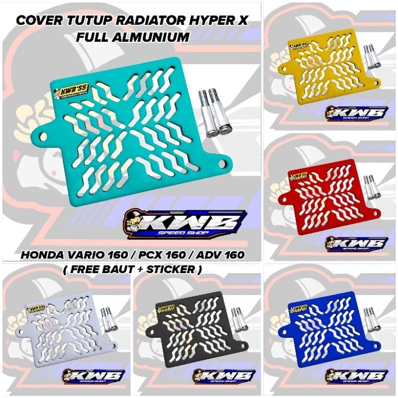 ฝาครอบหม้อน้ํา Hyper x สําหรับ honda vario / pcx / adv 160 / stylo 160 อลูมิเนียมเต็มน็อต + สติ๊กเกอร์