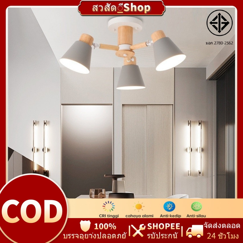 โมเดิร์น6โคมไฟ Led โคมไฟเพดานโลหะสีขาวโคมไฟสำหรับ Foyer ห้องนอนไม้ Luster สีเทาห้องครัวการรับประทานอาหาร