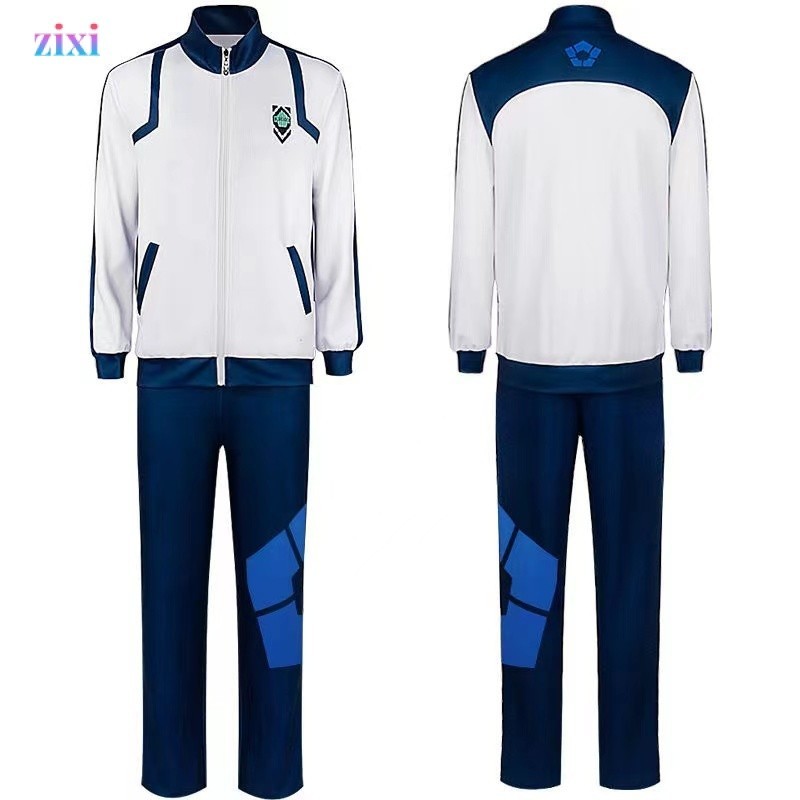 16 Blue Lock เสื้อแจ็คเก็ตซิปคุกสีน้ําเงินผู้ชาย 3D การพิมพ์ดิจิตอล Cos เสื้อกันหนาวแขนยาวหลวม