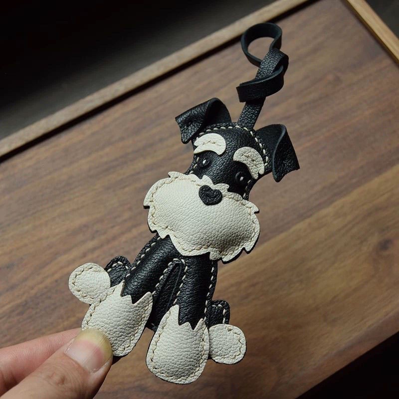 Charm Hand-Sewn จี้กระเป๋าลูกสุนัขจี้พวงกุญแจรถสุนัขสร้างสรรค์น่ารัก Schnauzer
