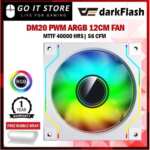 DarkFlash DM20 PWM ARGB 12 ซม. พัดลมสีดํา/สีขาว