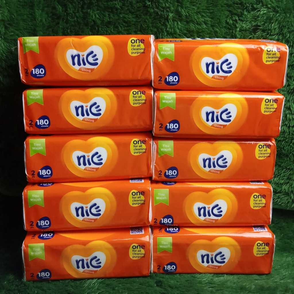 [PACKAGE OF 10] NICE กระดาษเช็ดหน้า 180 แผ่น 2 ชั้น SAVING PACKAGE
