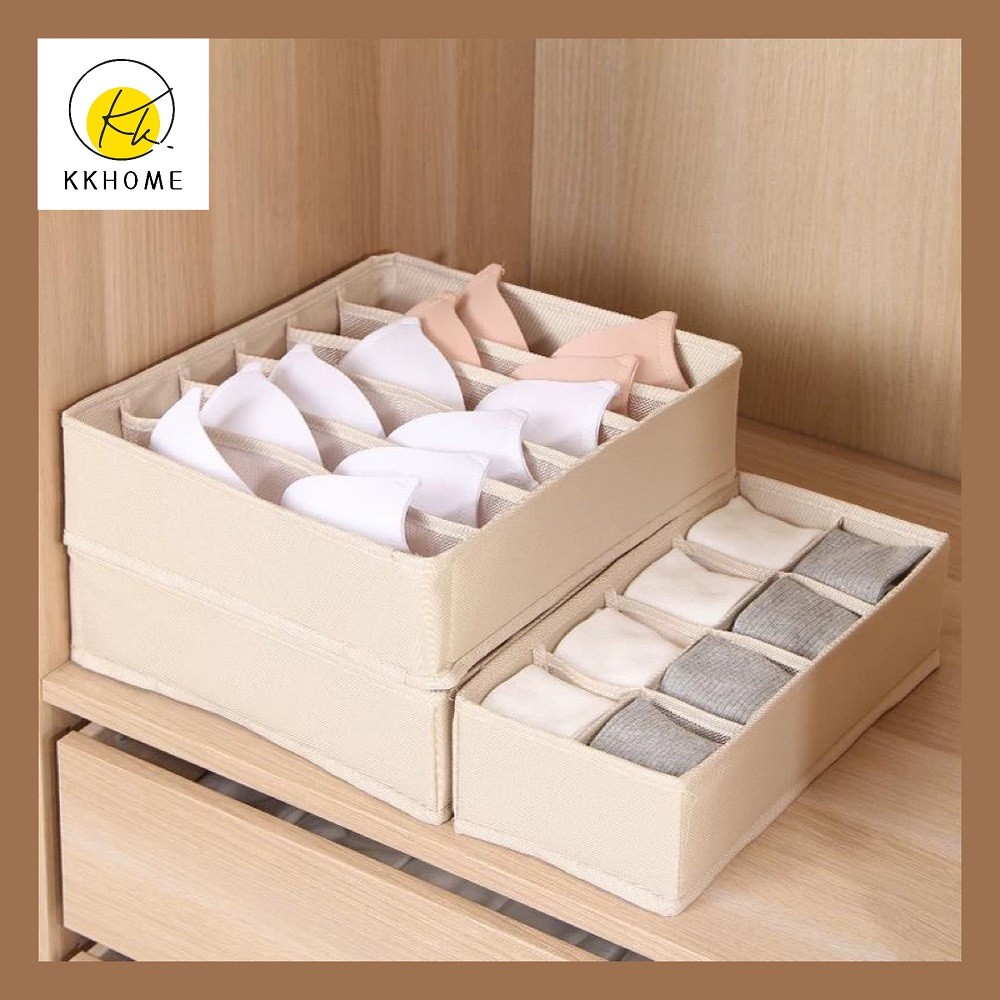 KKHOME กล่องเก็บชุดชั้นใน ถุงเท้า พร้อมแผ่นแบ่งช่อง จัดระเบียบลิ้นชัก เพิ่มพื้นที่ใช้สอยในบ้าน