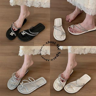 รองเท้าแตะคีบผู้หญิง ประดับเพชรระยิบระยับ