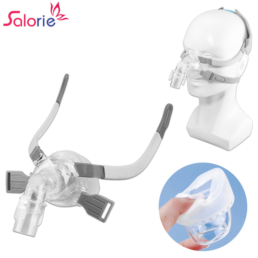 Salorie CPAP ชุดหน้ากากซิลิโคนอุปกรณ์เสริมหน้ากากจมูกป้องกันหมวกแบบปรับได้